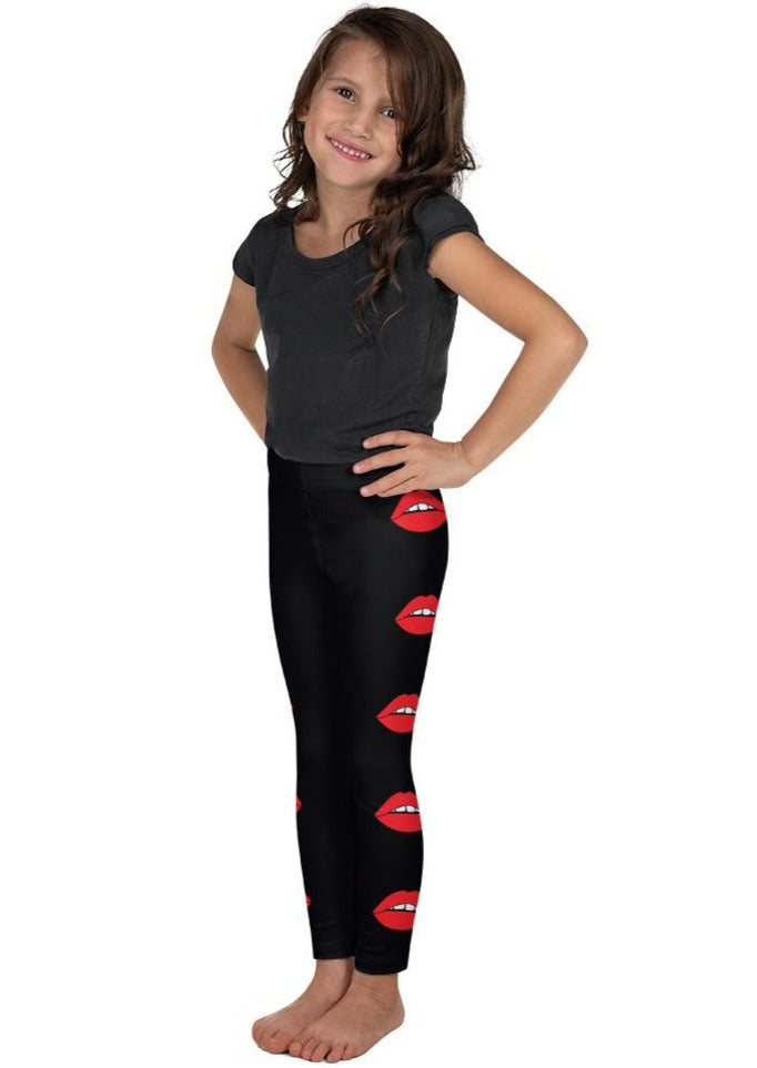 Side Red Lips Kid's Leggings