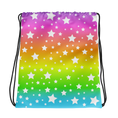 Load image into Gallery viewer, White Stars Rainbow Ombre Drawstring Bag
