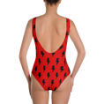 Load image into Gallery viewer, Black Lightning Bolts on Red One-Piece
