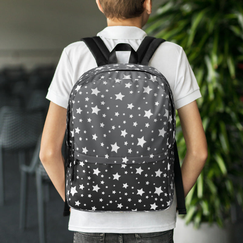 White Stars Gray Ombre Backpack