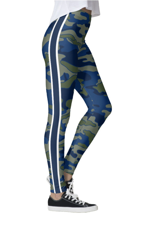 Camo leggings with deals white stripe