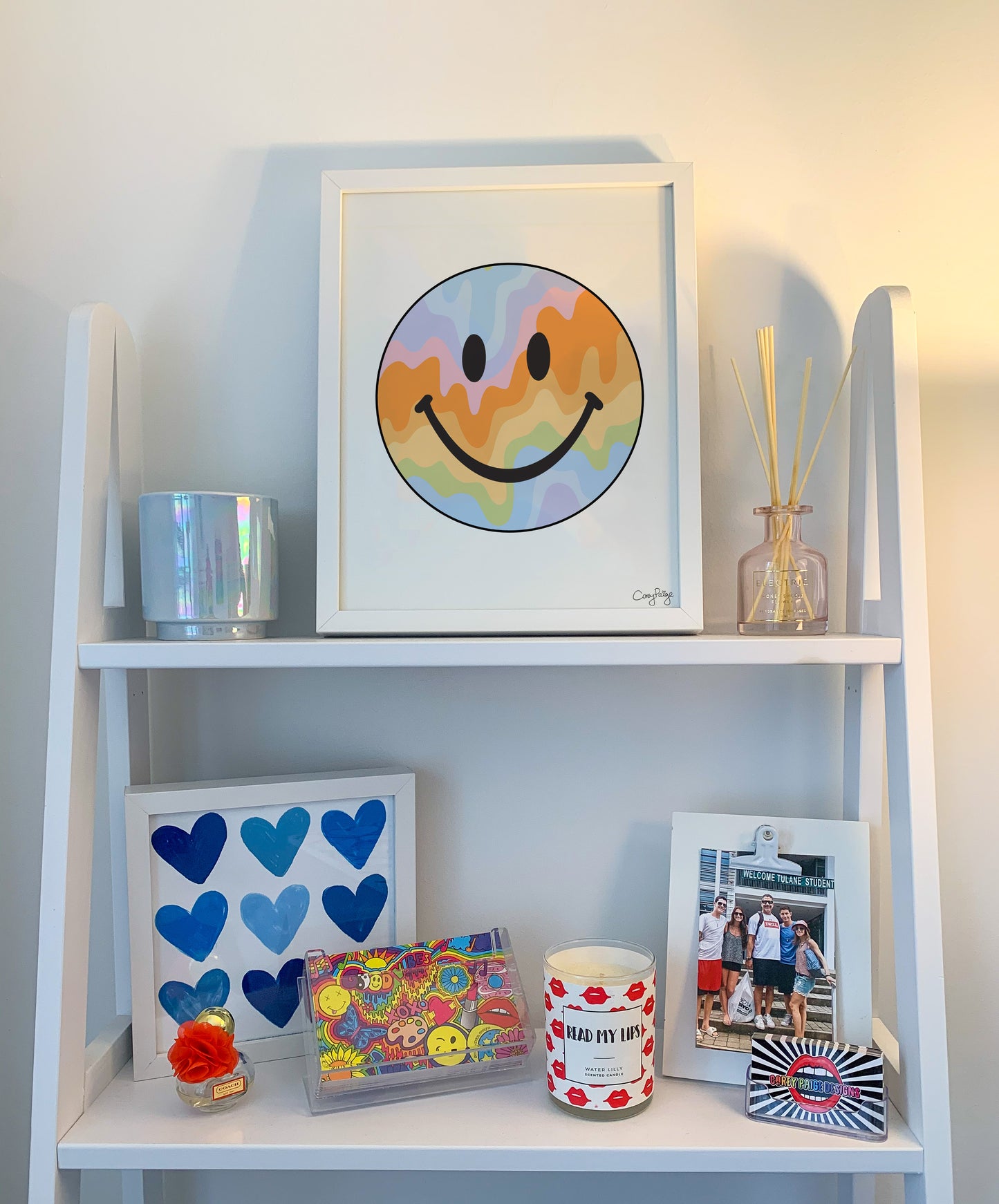 Pastel Drippys Happy Face Framed Print