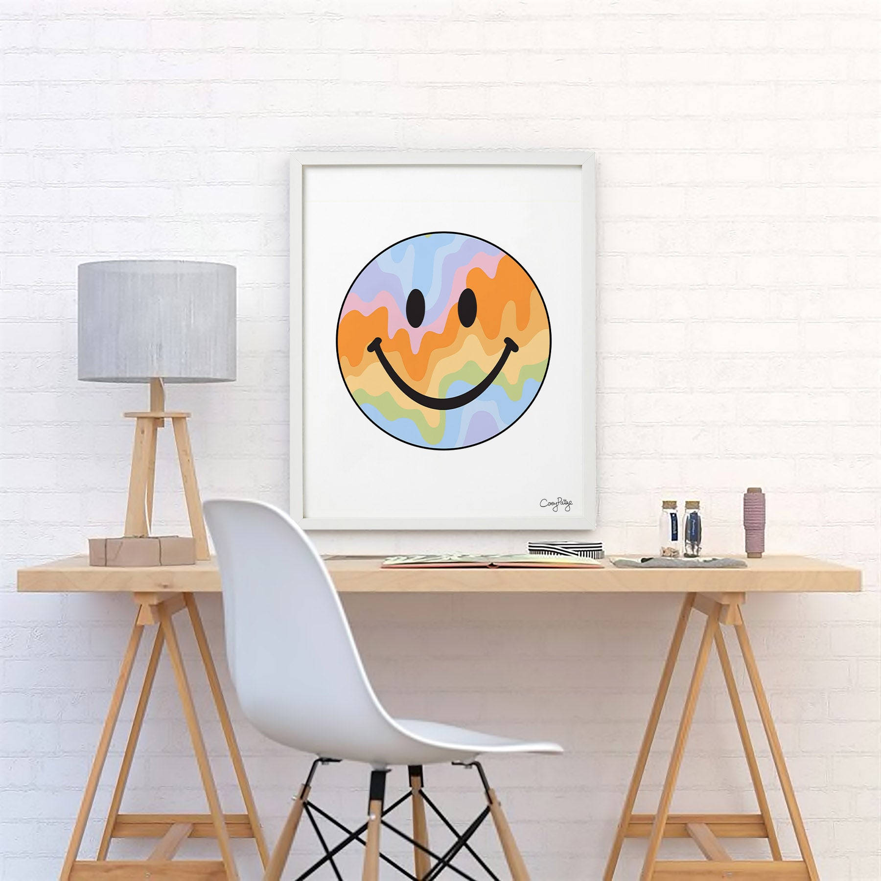 Pastel Drippys Happy Face Framed Print – CoreyPaigeDesigns