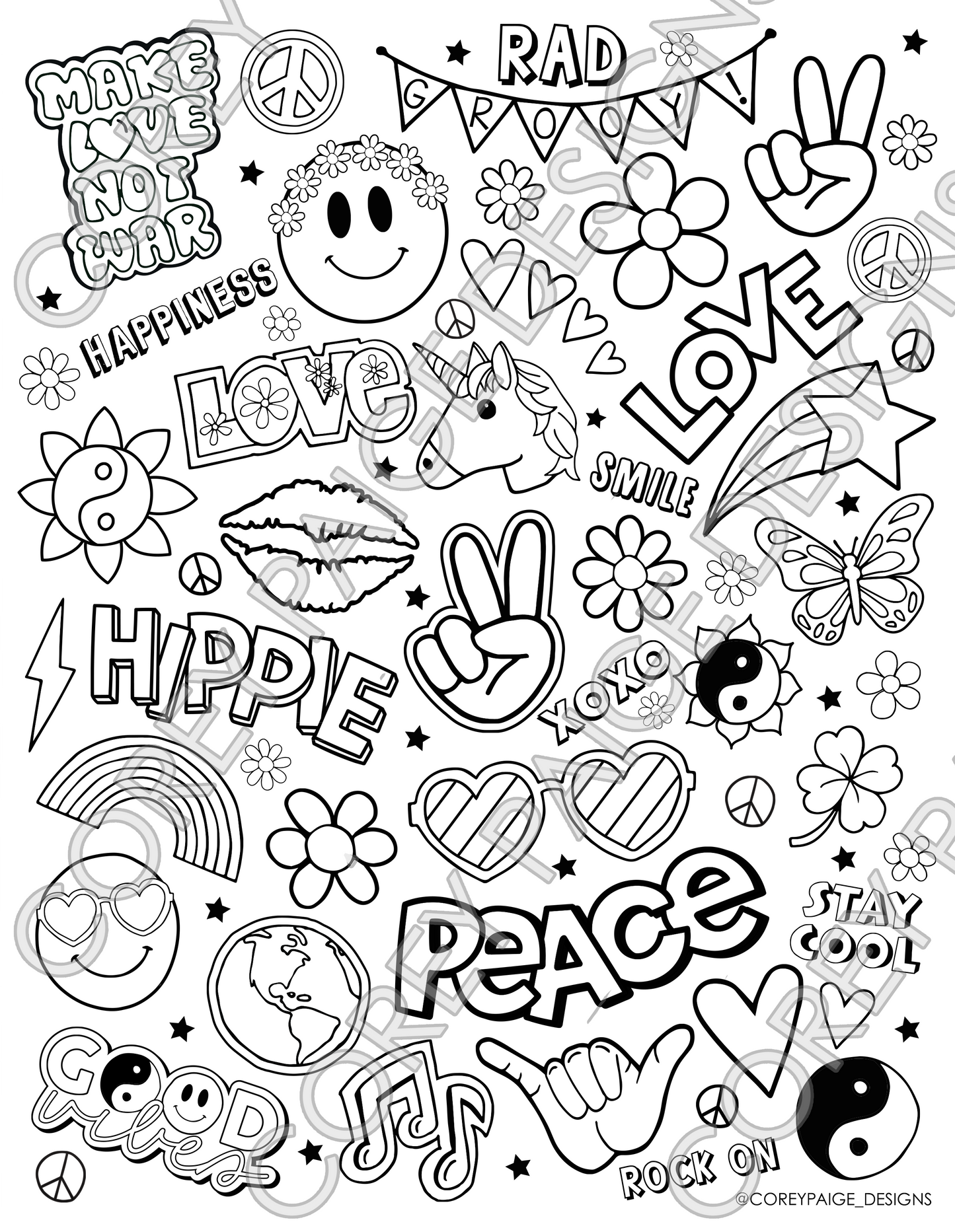 Good Vibes Coloring Sheet Pack – CoreyPaigeDesigns