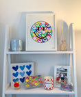 Load image into Gallery viewer, Rainbow Electric Love Happy Face Framed Print

