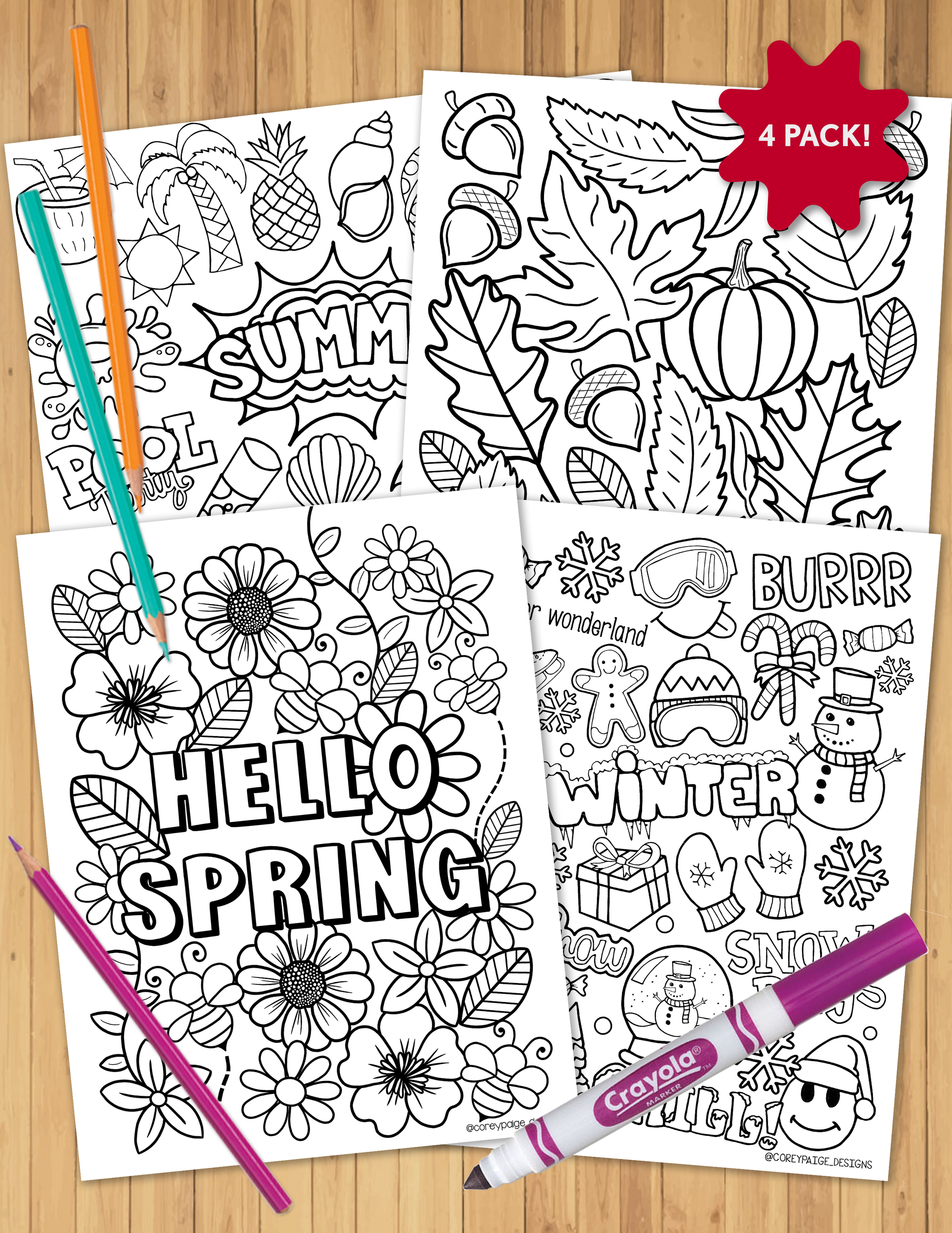 Seasons Coloring Sheet Pack