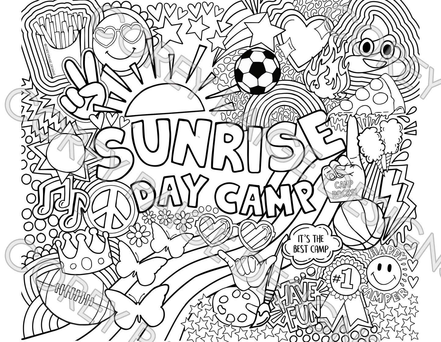 Sunrise Day Camp Coloring Sheet Pack